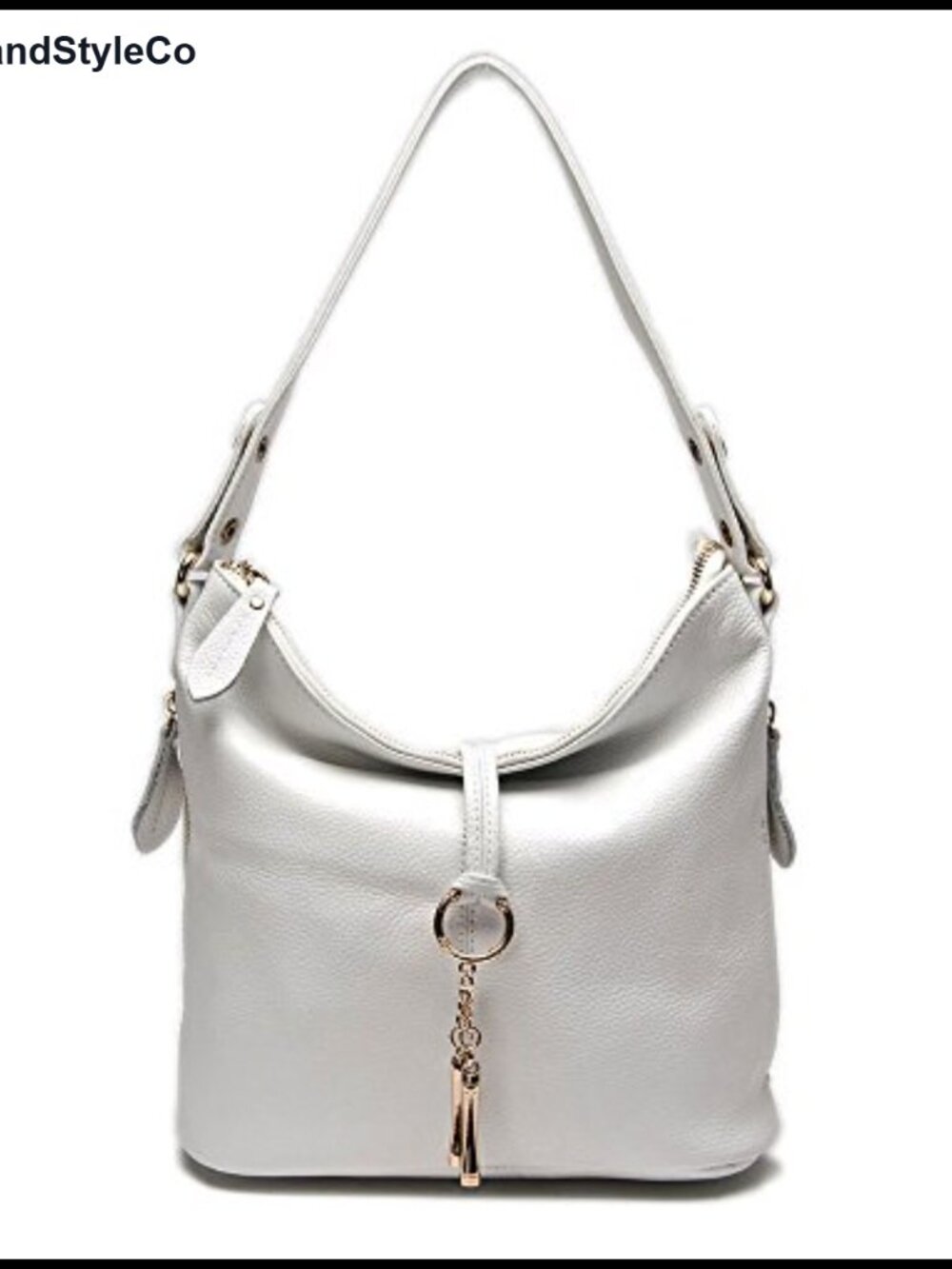 Full Grain Leather Shoulder Bag Crossbody Tote with Metal Tassel
